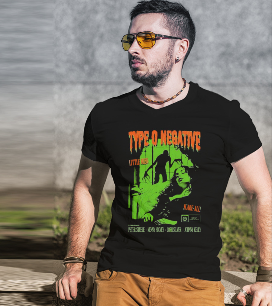 Type O Negative Little Miss Scare-All Horror Starring Peter Steele Kenny Hickey Josh Silver Johnny Kelly T-Shirt