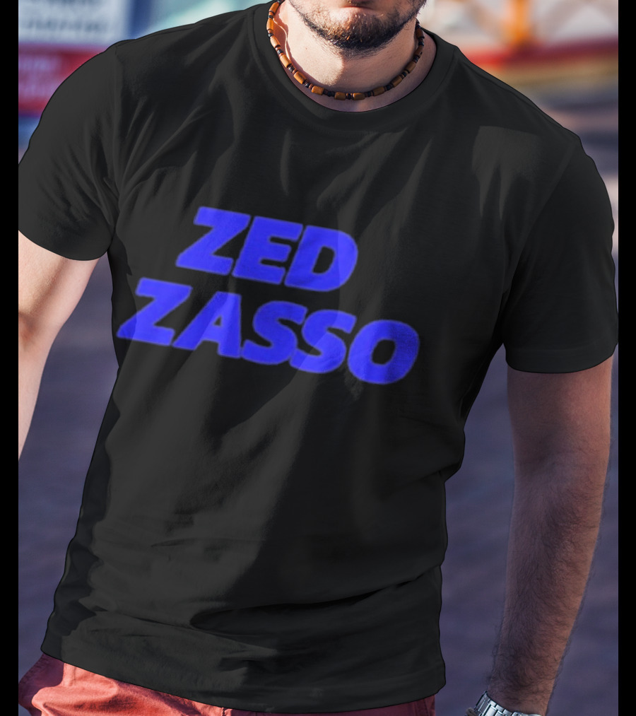 Zed Zasso Bold Blue Lettering T-Shirt