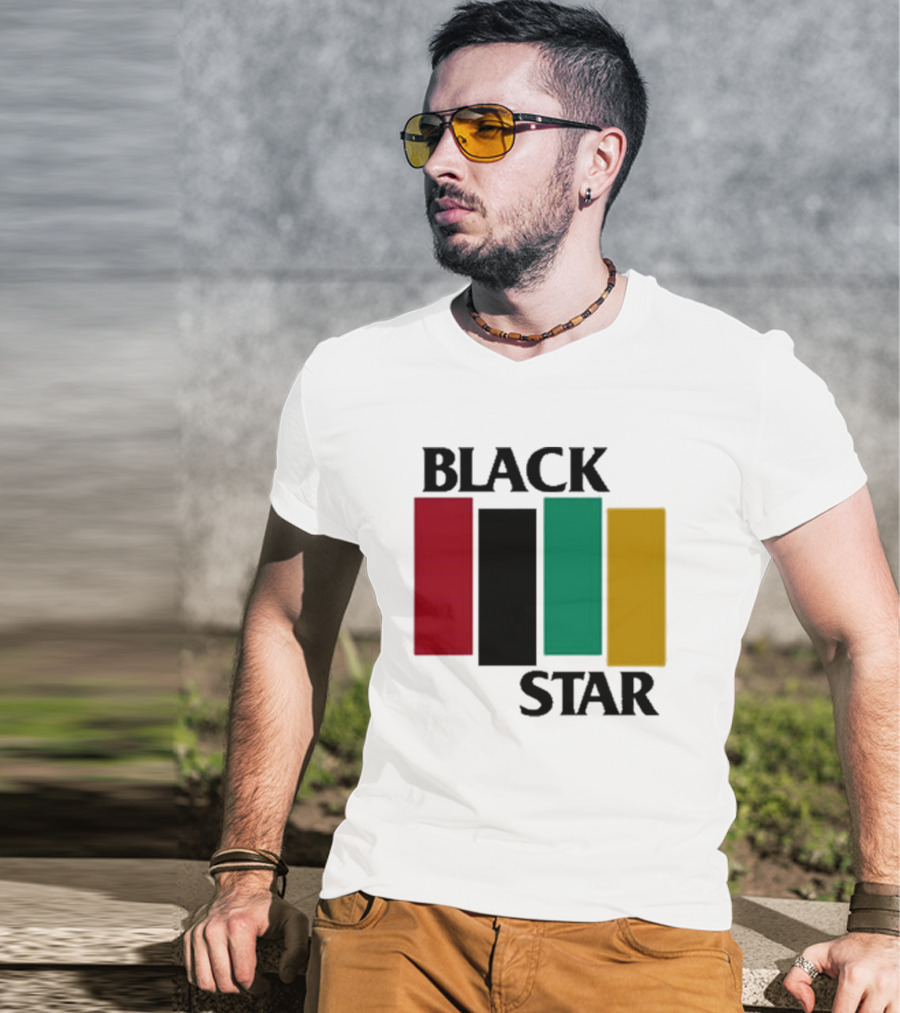 Black Star Flag Red Black Green Gold Vertical Bars T-Shirt