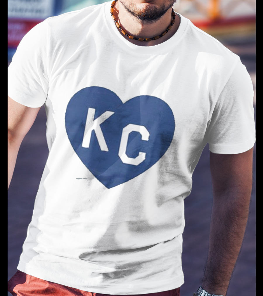 KC Heart Powder Blue Navy T-Shirt