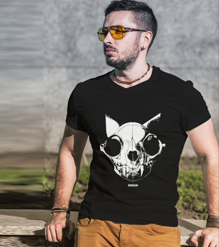 Cat Skull Raygun Heavyweight T-Shirt