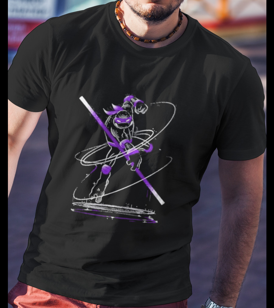 Starry Donnie Spin With Purple Staff And Mask T-Shirt