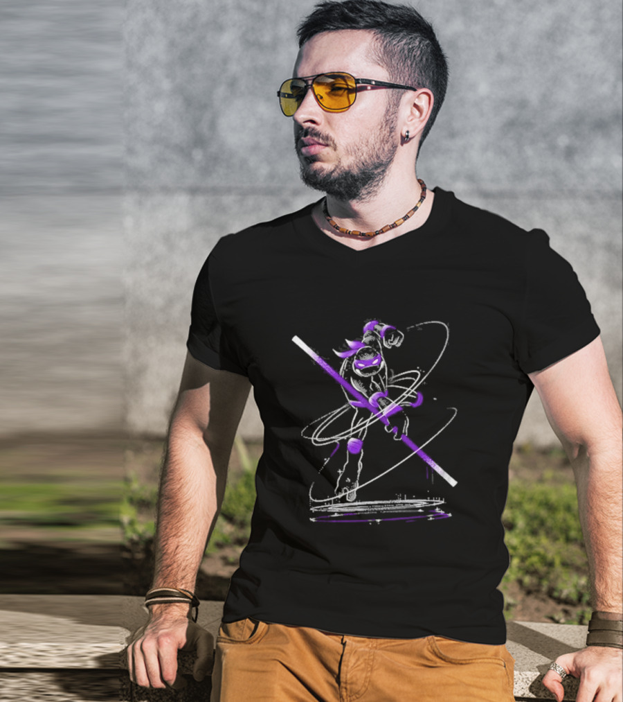 Starry Donnie Spin With Purple Staff And Mask T-Shirt