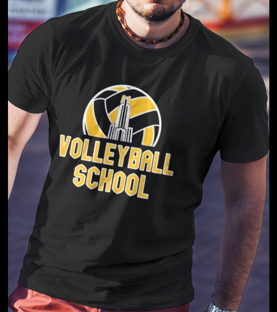 Volleyball School Ball Tower Icon With Building T-Shirt