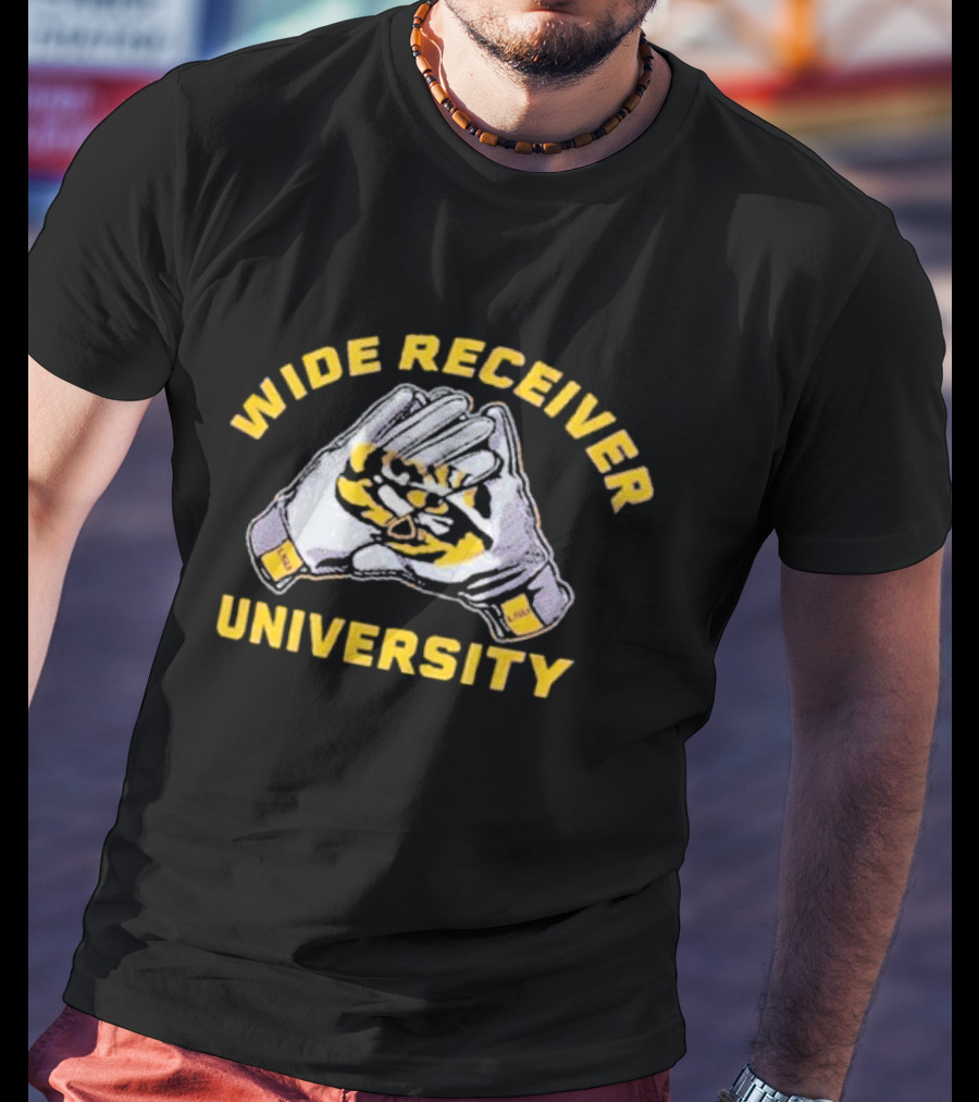 Wide Receiver University Gloves With Tiger Stripe Motif T-Shirt