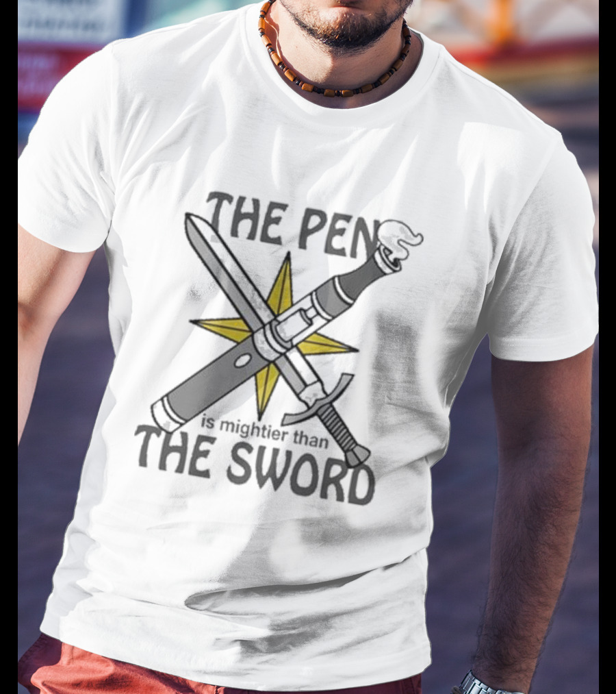 The Pen Is Mightier Than The Sword Compass Symbol Battling Forces T-Shirt