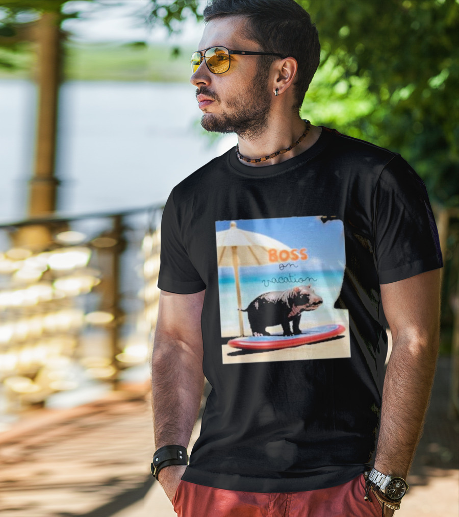 Boss On Vacation Hippo Beach Fun Series Summer T-Shirt