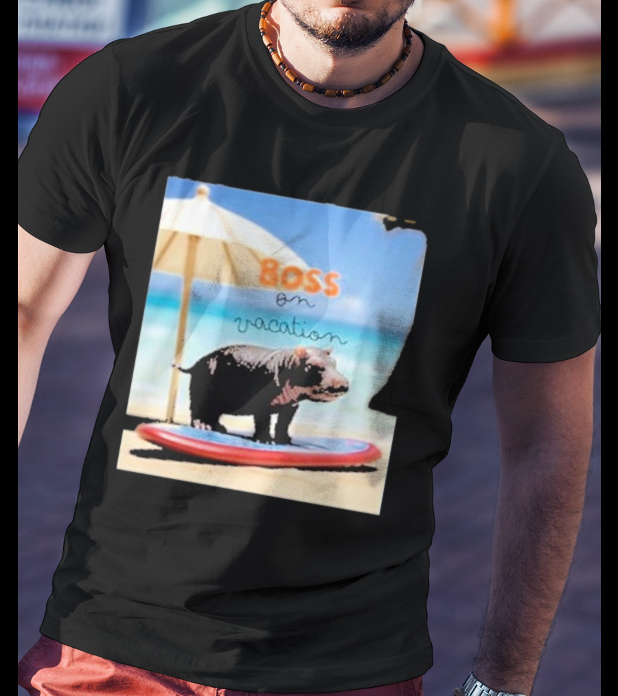 Boss On Vacation Hippo Beach Fun Series Summer T-Shirt