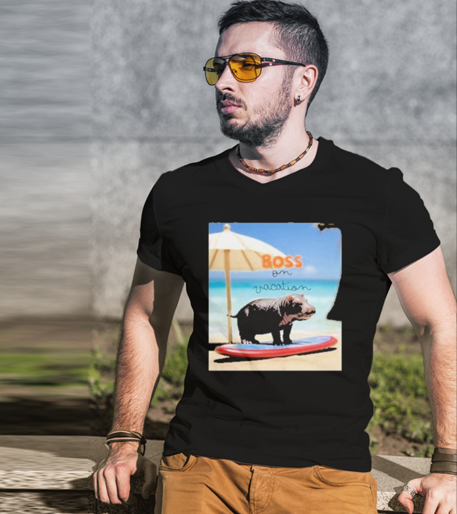 Boss On Vacation Hippo Beach Fun Series Summer T-Shirt