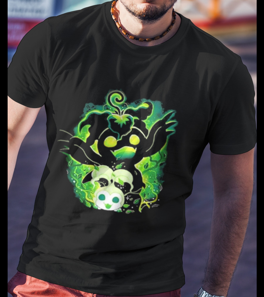 Digi Leaf Vallina Vibrant Green Creature With Gleaming Elements T-Shirt