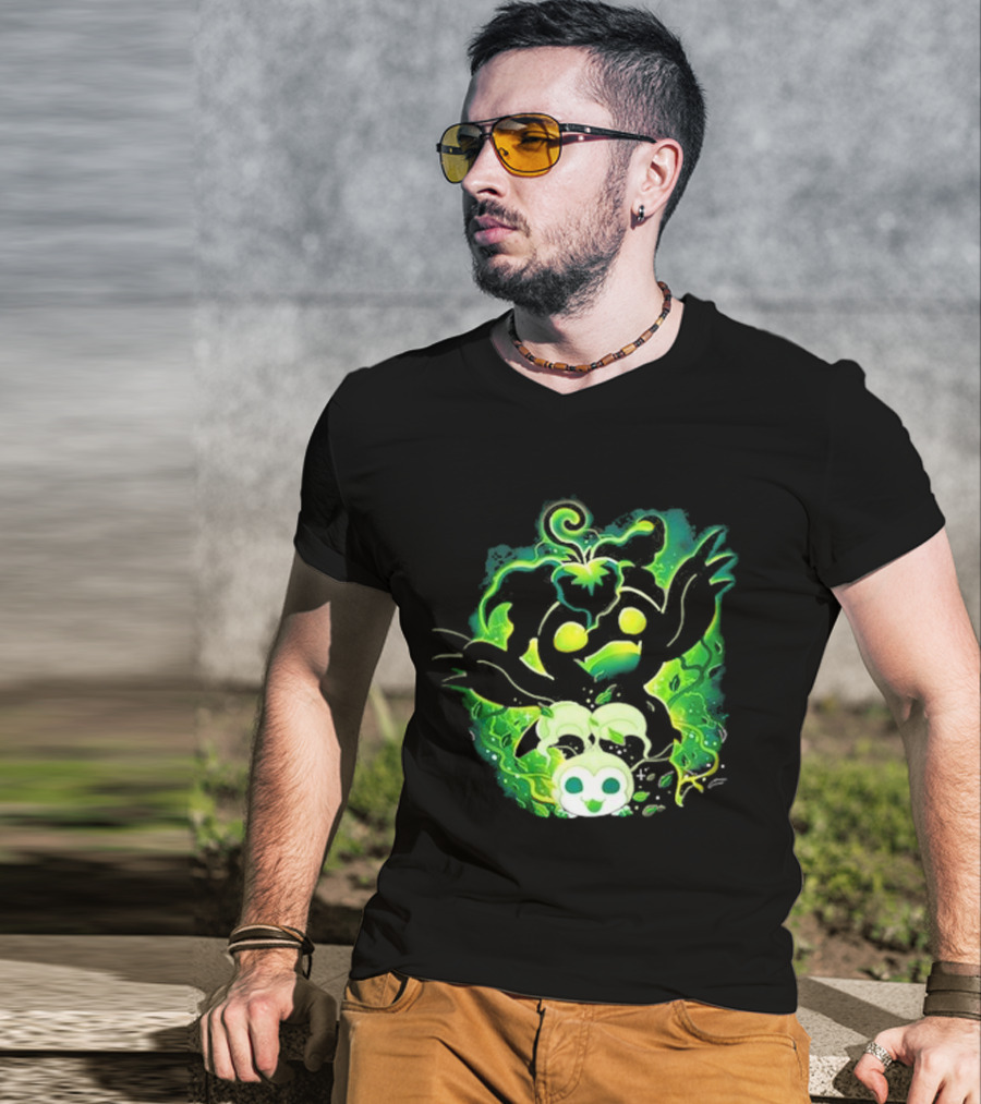 Digi Leaf Vallina Vibrant Green Creature With Gleaming Elements T-Shirt