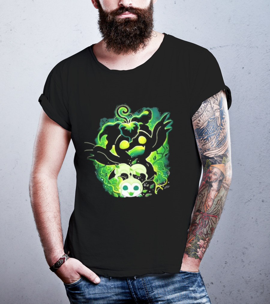 Digi Leaf Vallina Vibrant Green Creature With Gleaming Elements T-Shirt