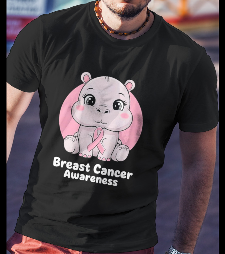 Breast Cancer Awareness Hippo Pink T-Shirt