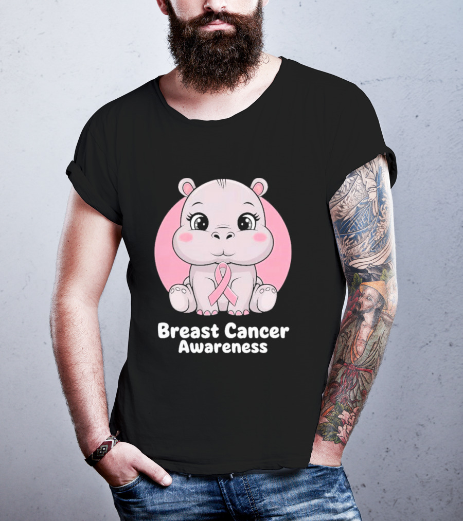 Breast Cancer Awareness Hippo Pink T-Shirt