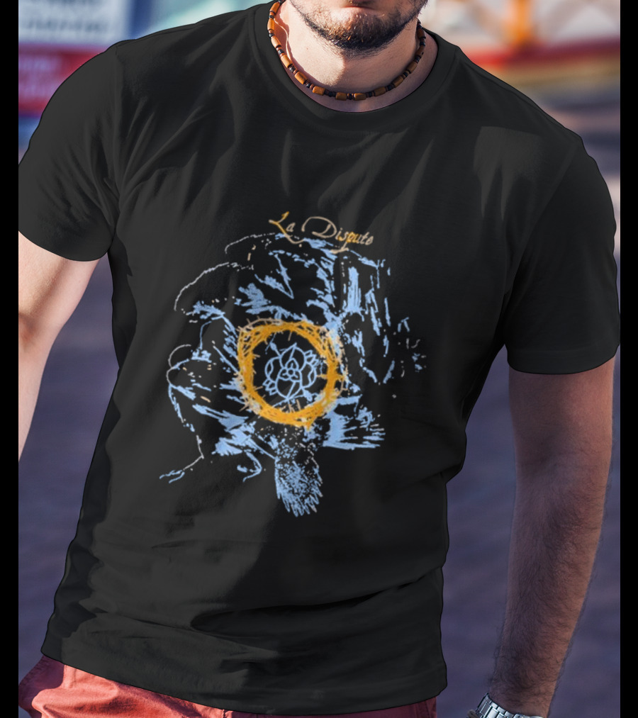 La Dispute Crows Blue Brushstroke Yellow Circle Flower T-Shirt