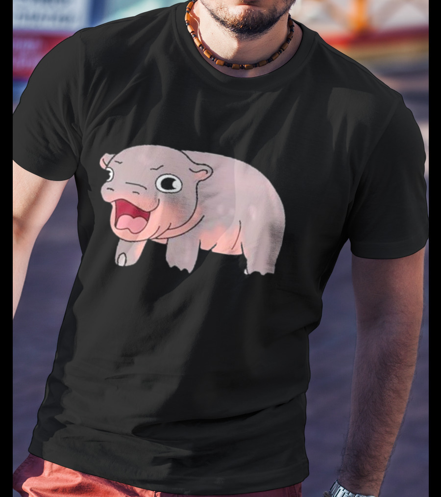 Moo Deng Baby Hippo Hippopotamus Cute Cartoon Character T-Shirt