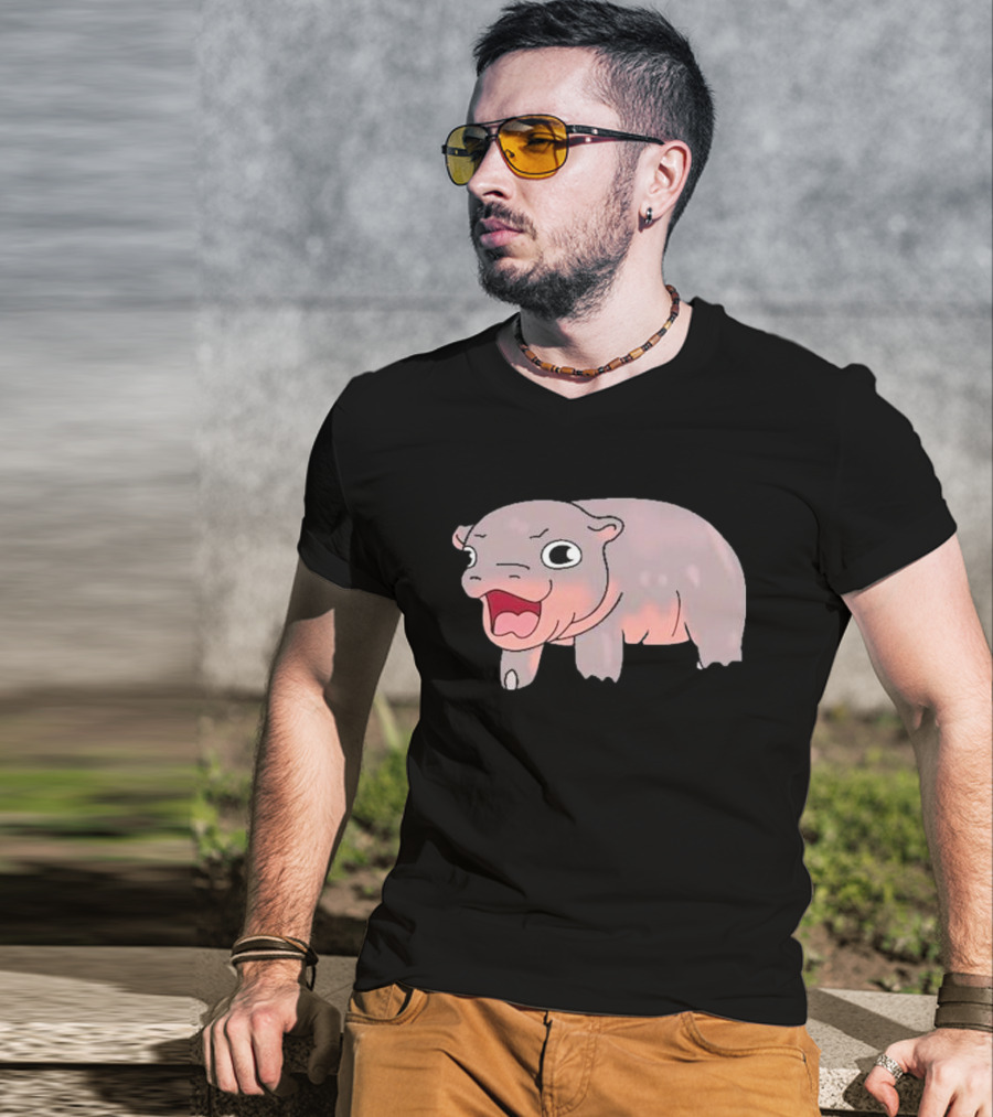 Moo Deng Baby Hippo Hippopotamus Cute Cartoon Character T-Shirt