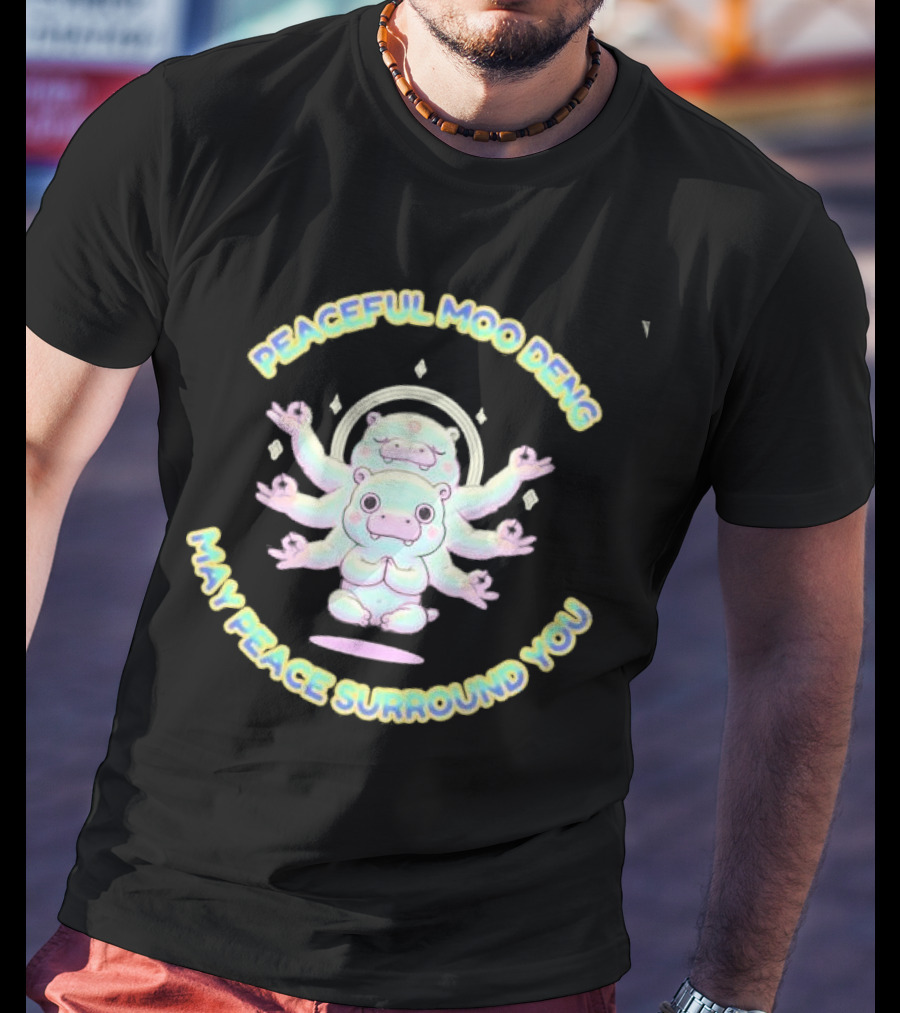 Peaceful Moo Deng May Peace Surround You Pastel Karma Yoga T-Shirt