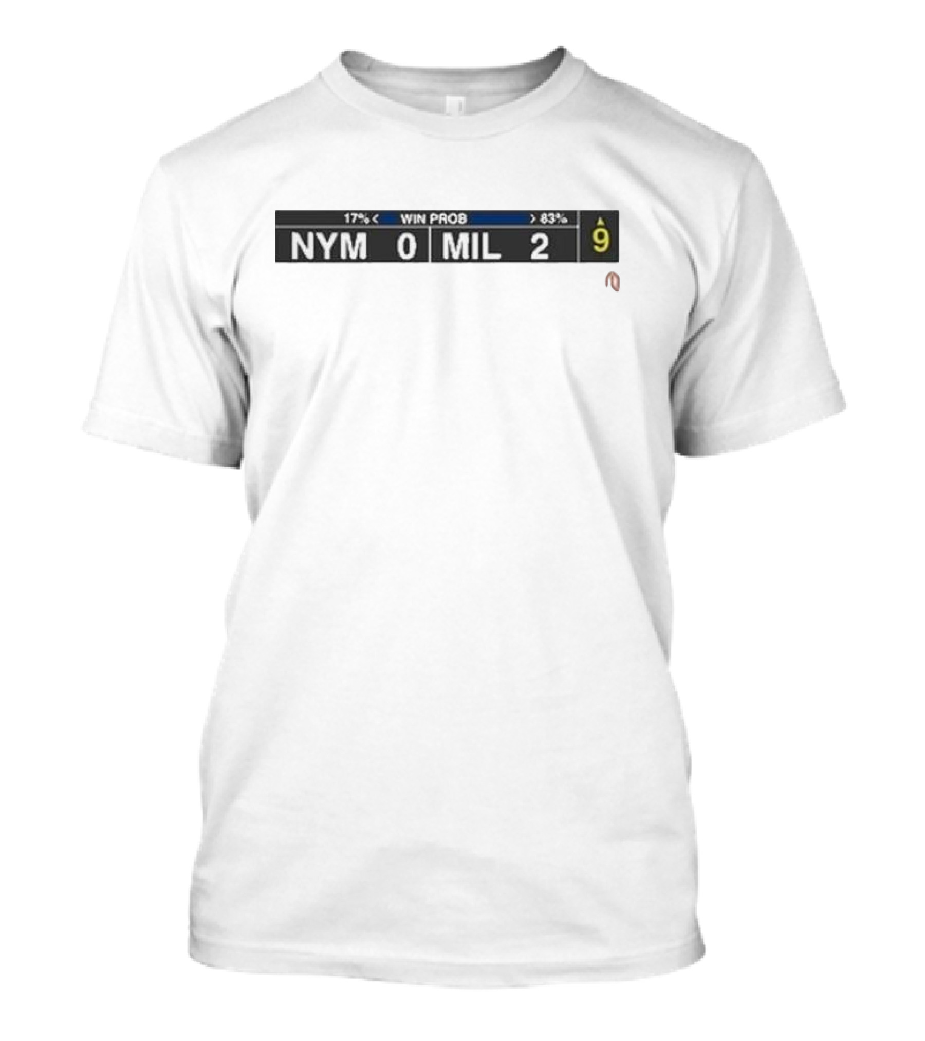 Athletelogos Score Bug NYM 0 MIL 2 Win Prob 17% 83% Inning 9 T-Shirt