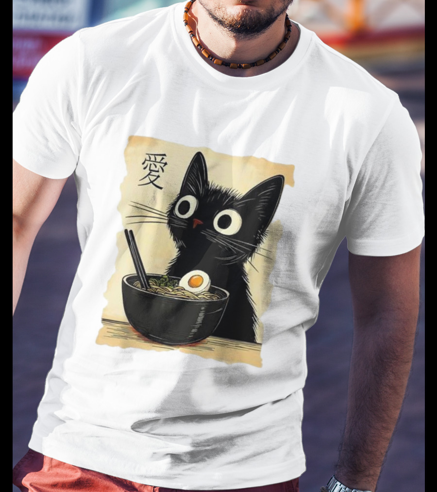Cat Ramen Japanese Kawaii Anime Cat 愛 T-Shirt