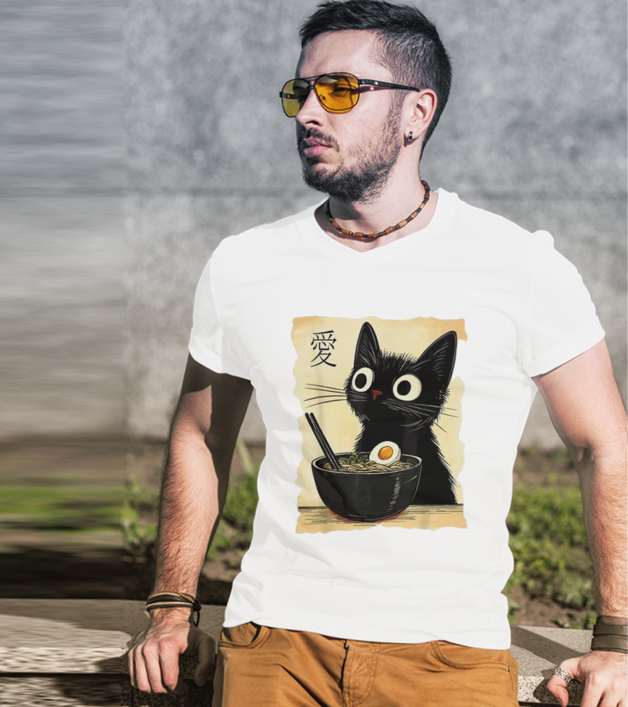 Cat Ramen Japanese Kawaii Anime Cat 愛 T-Shirt