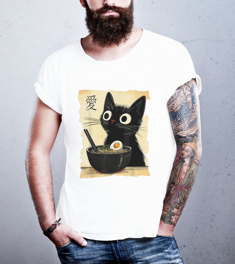 Cat Ramen Japanese Kawaii Anime Cat 愛 T-Shirt