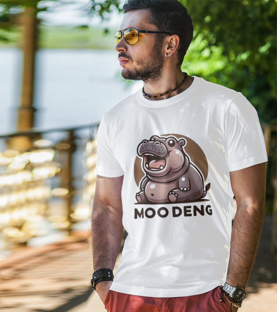 Moo Deng Baby Hippo Fat Cartoon Character T-Shirt