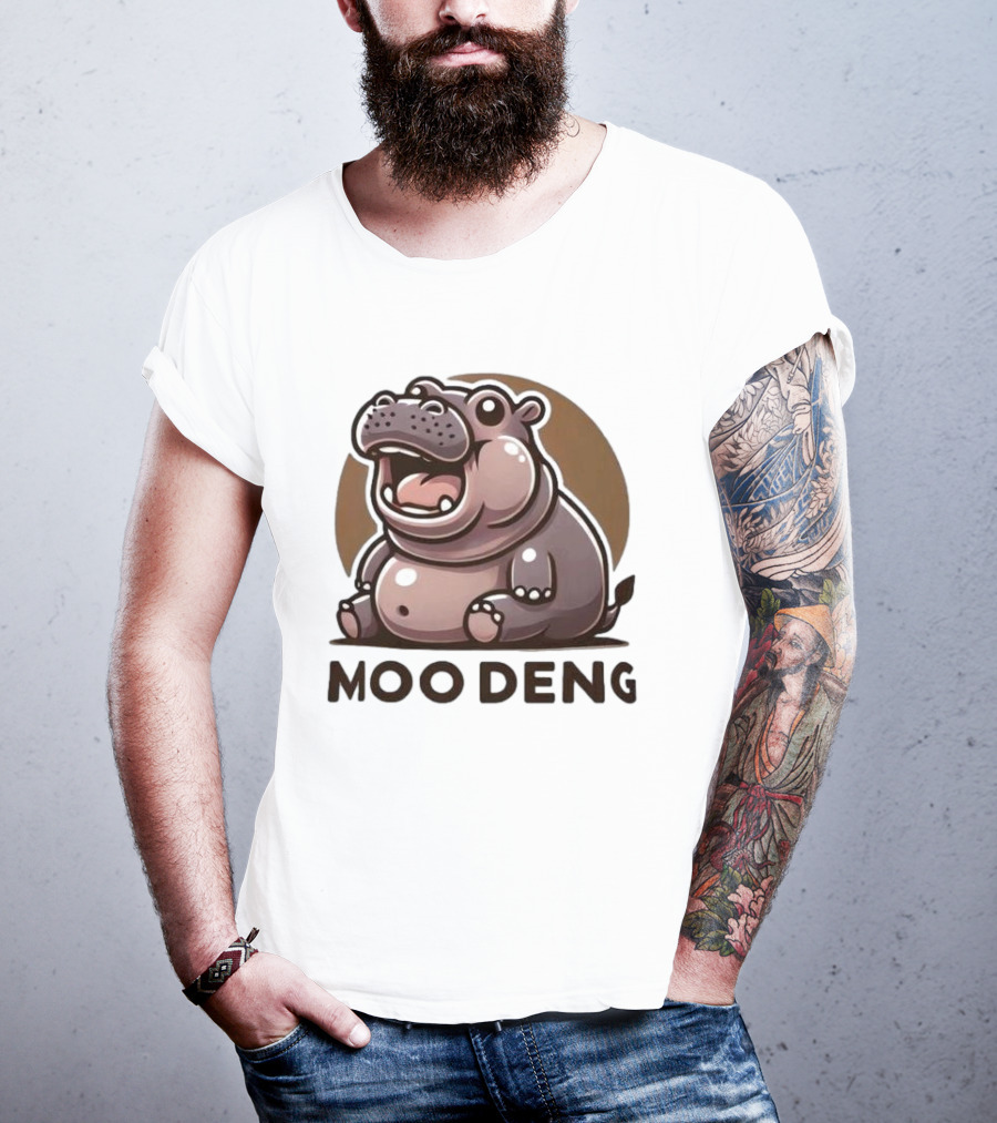 Moo Deng Baby Hippo Fat Cartoon Character T-Shirt