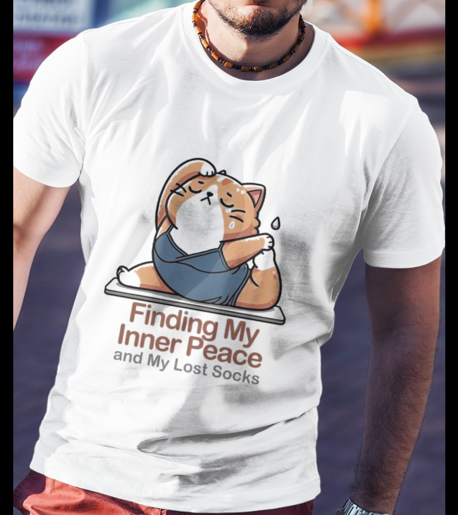 Finding My Inner Peace And My Lost Socks Yoga Chubby Cat T-Shirt