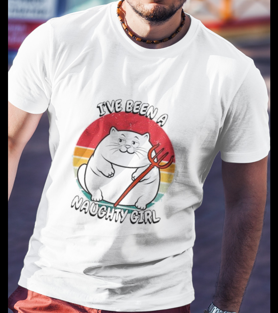 I’ve Been A Naughty Girl Cute Cat With Pitchfork T-Shirt