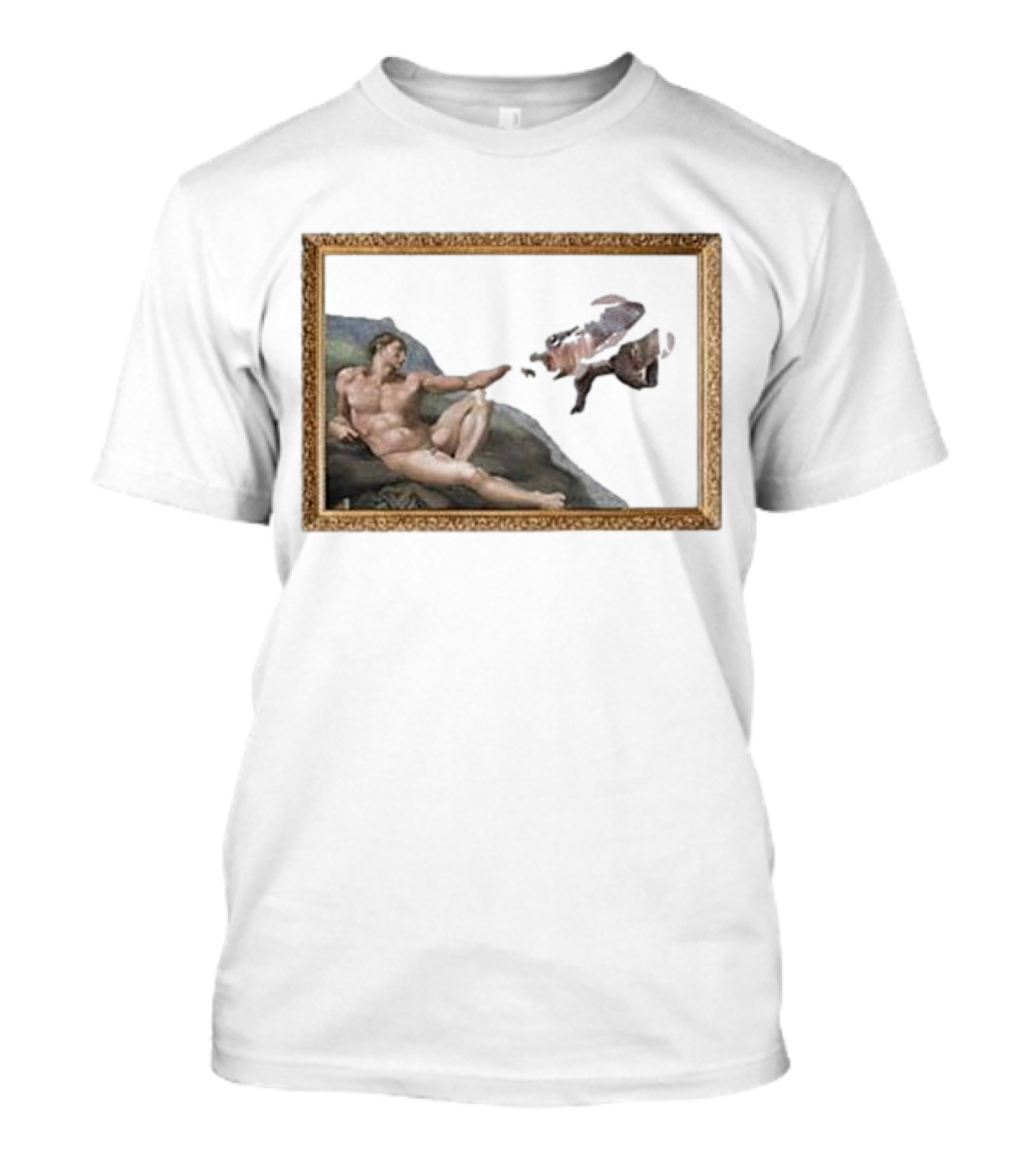 Michelangelo Moo Deng Creation Parody Vintage Frame T-Shirt