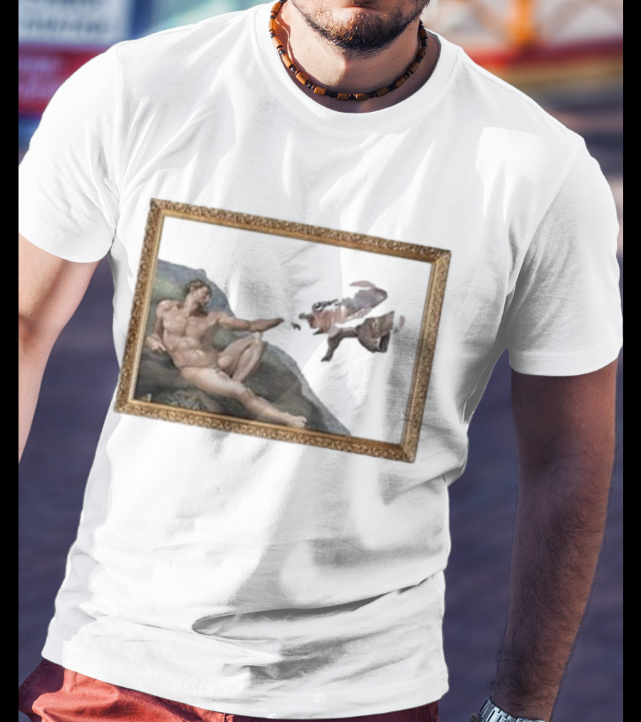 Michelangelo Moo Deng Creation Parody Vintage Frame T-Shirt