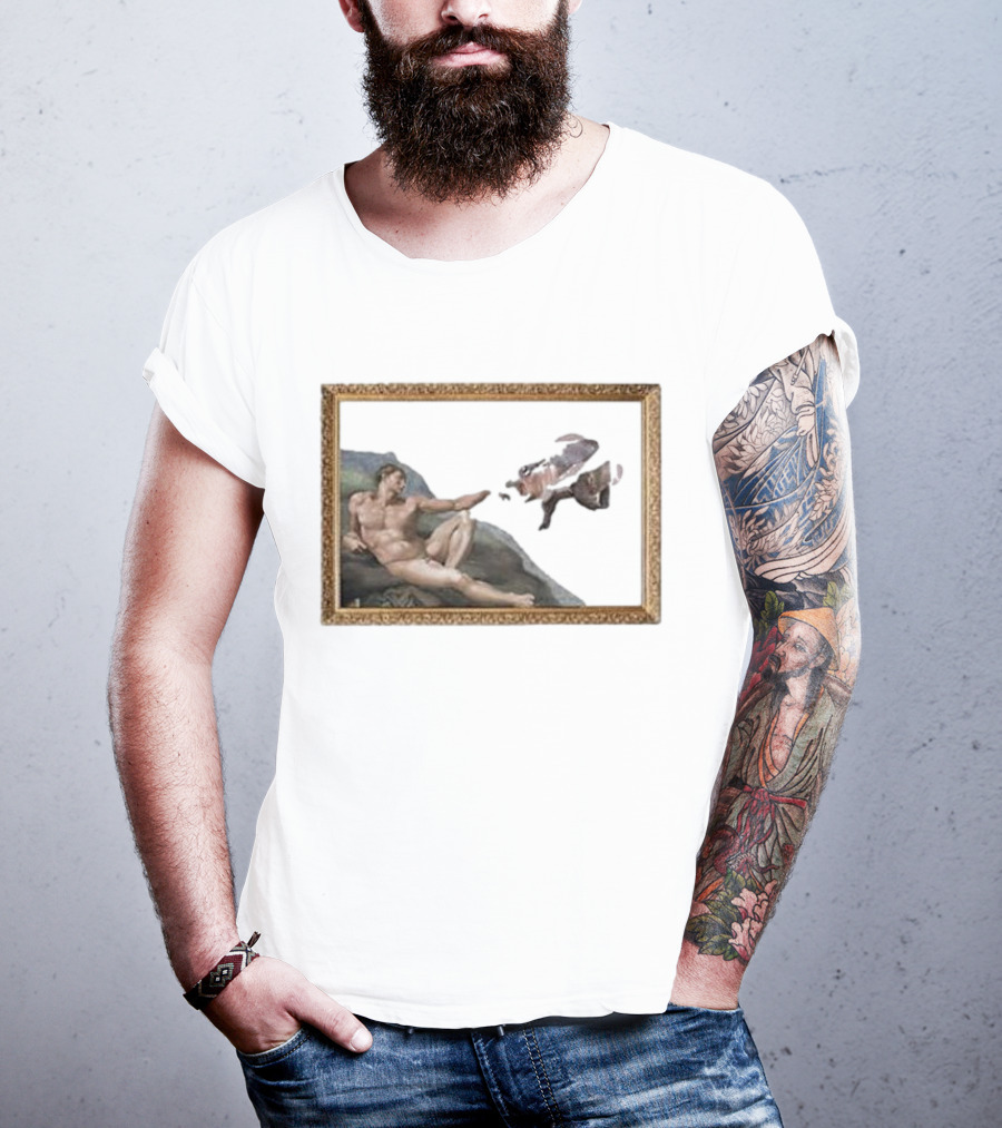 Michelangelo Moo Deng Creation Parody Vintage Frame T-Shirt
