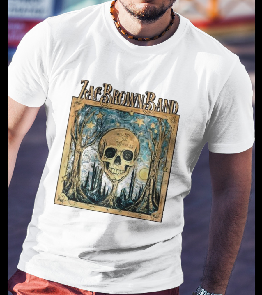 Zac Brown Band Skull Starry Forest Scene T-Shirt