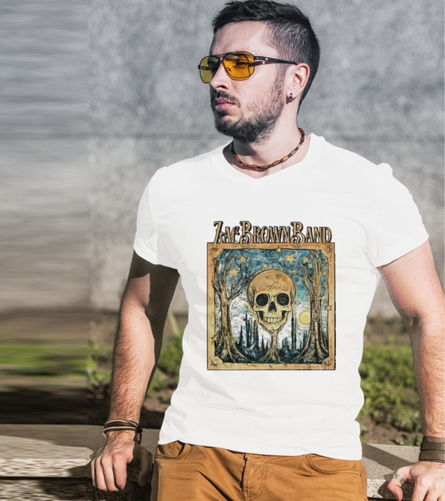 Zac Brown Band Skull Starry Forest Scene T-Shirt