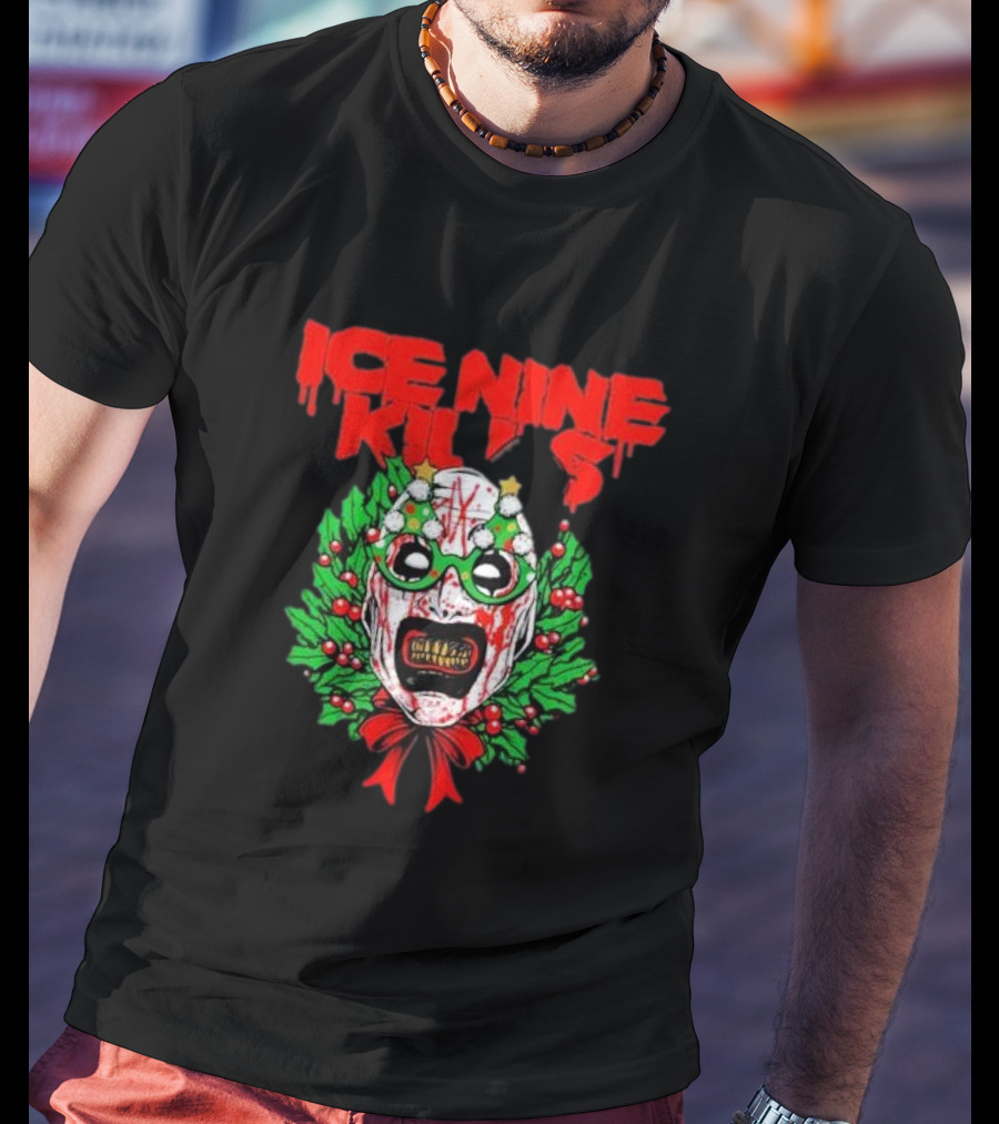 Ice Nine Kills Horror Christmas Wreath Mask T-Shirt