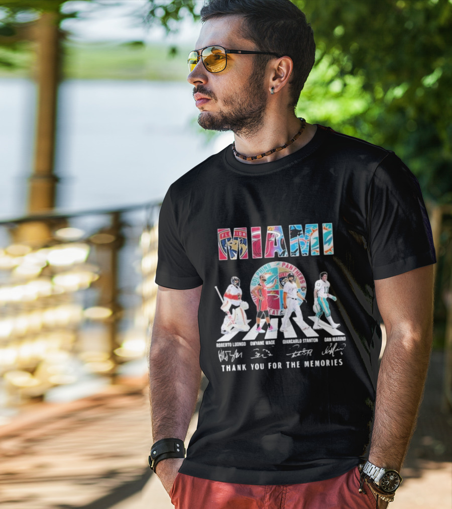 Miami Dolphins Panthers Heat Marlins Marino Luongo Wade Stanton Thank You For The Memories T-Shirt