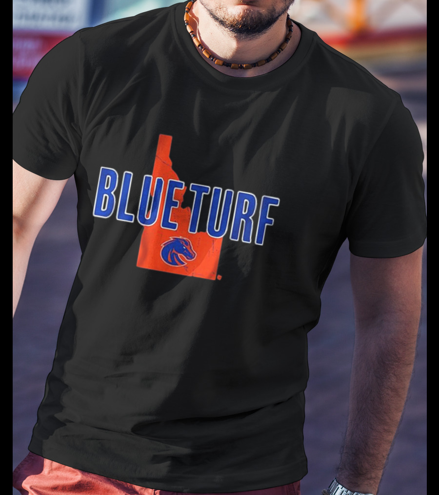Boise State Blue Turf Idaho Map Bronco T-Shirt