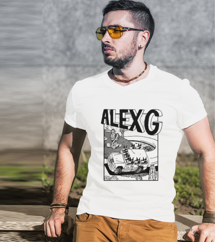 Alex G Car Road Adventure Cactus Desert Scene T-Shirt