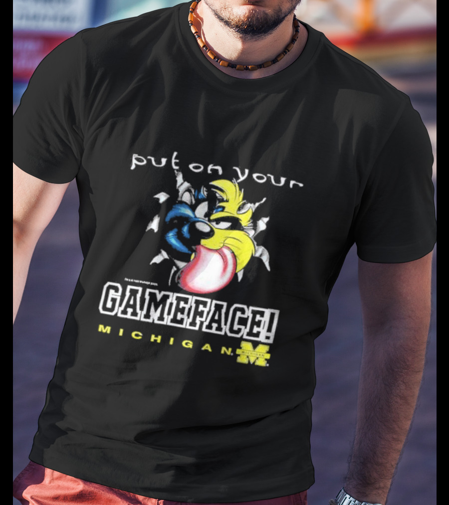 Put On Your Gameface Michigan University Of Michigan Taz The Tasmanian Devil Looney Tunes T-Shirt