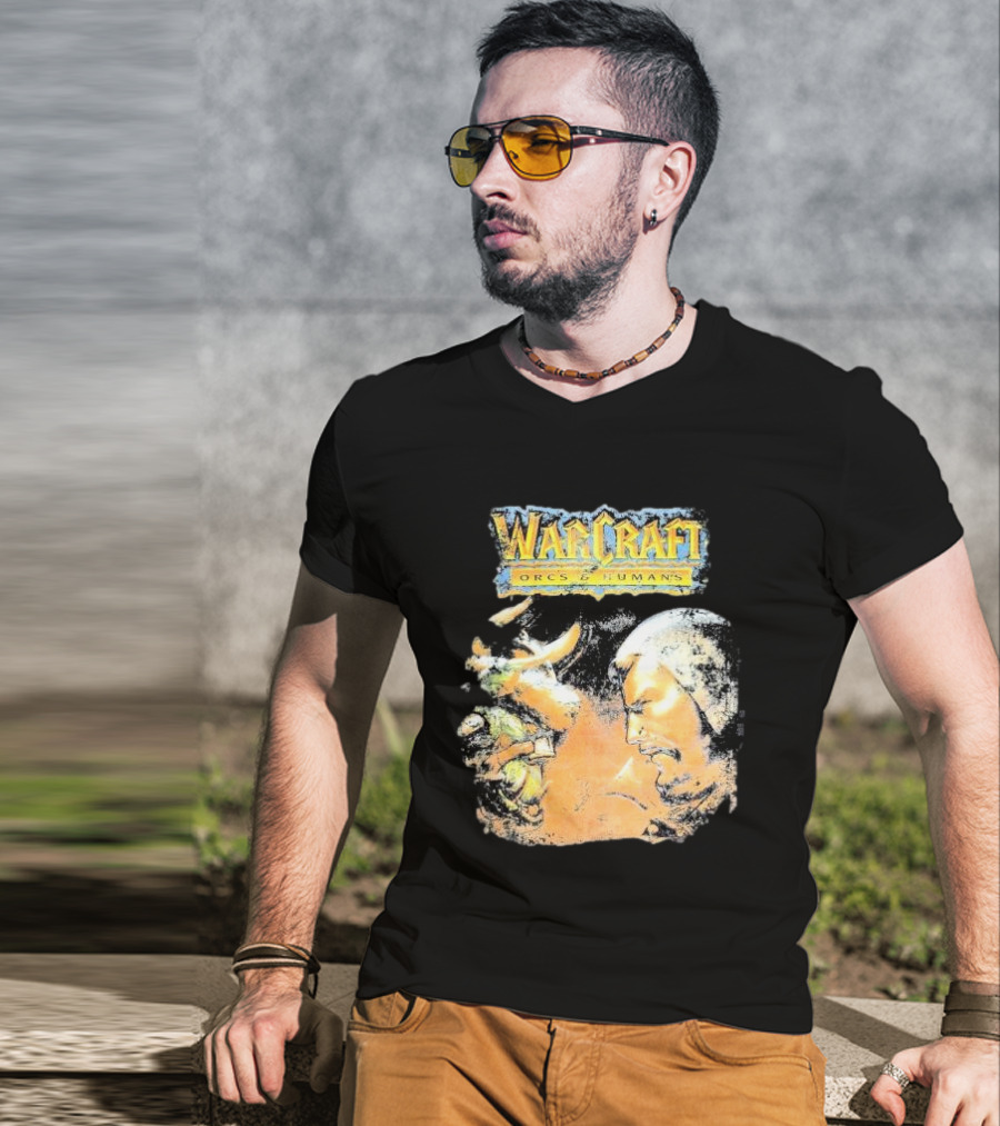 Warcraft Orcs And Humans Showdown Fantasy Battle Grey T-Shirt