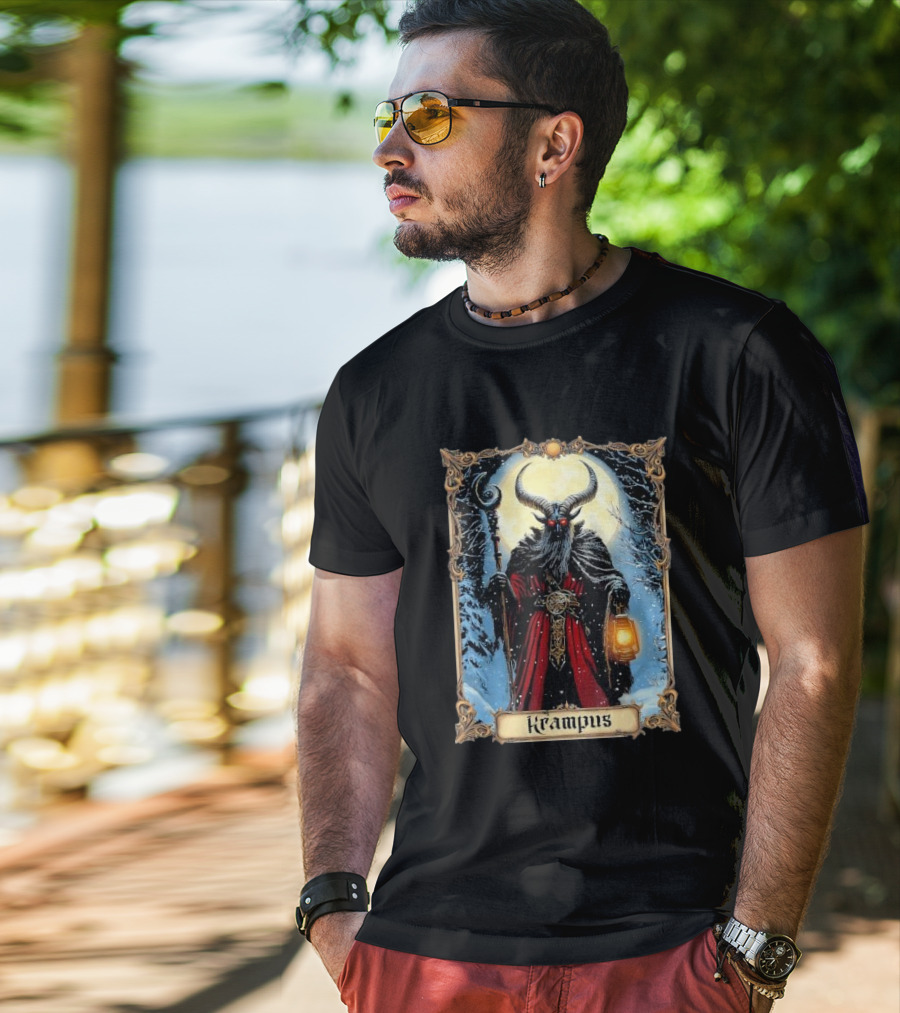 Merry Krampus Tarot Card Christmas Horror Ugly Sweater Xmas T-Shirt