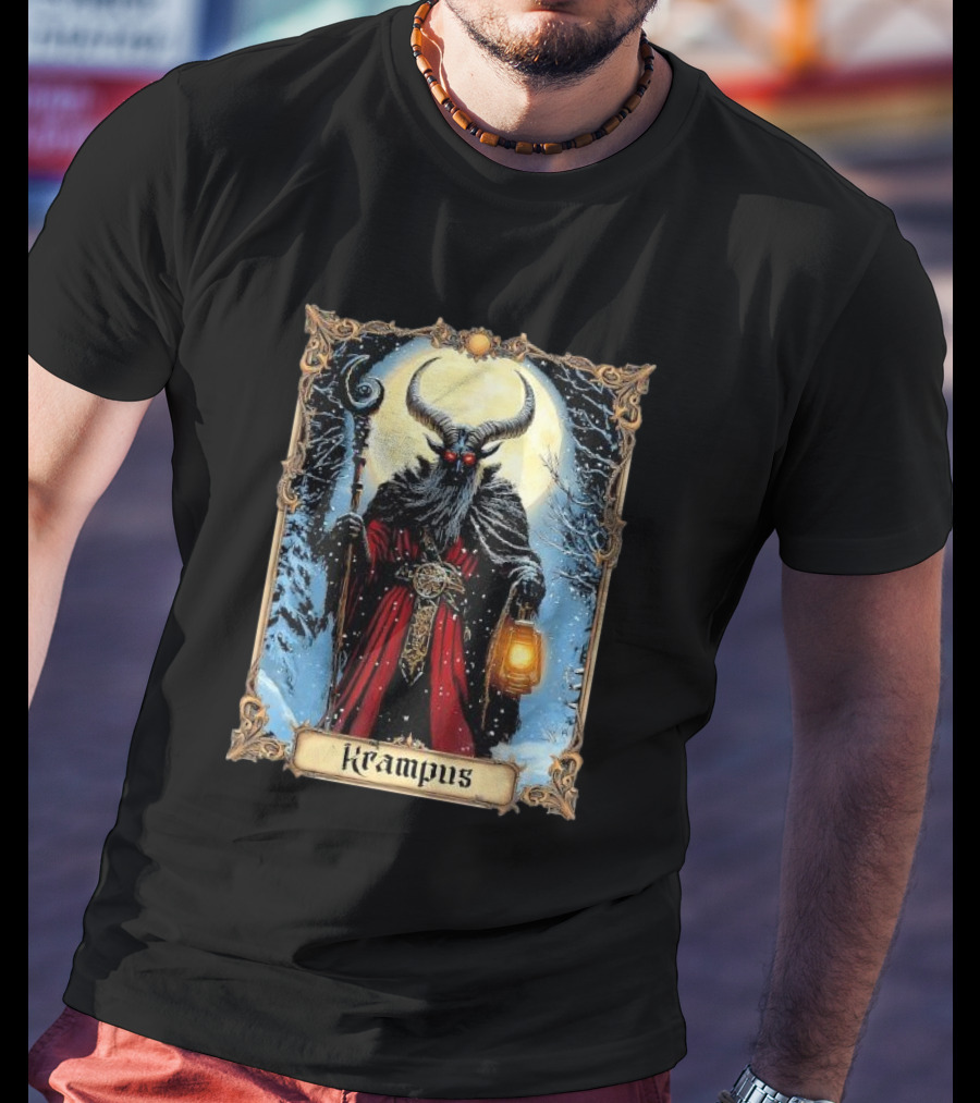 Merry Krampus Tarot Card Christmas Horror Ugly Sweater Xmas T-Shirt