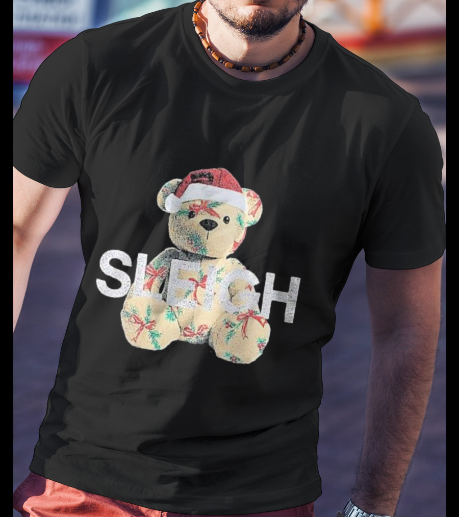 Mini Girls Black Christmas Bear Sleigh T-Shirt