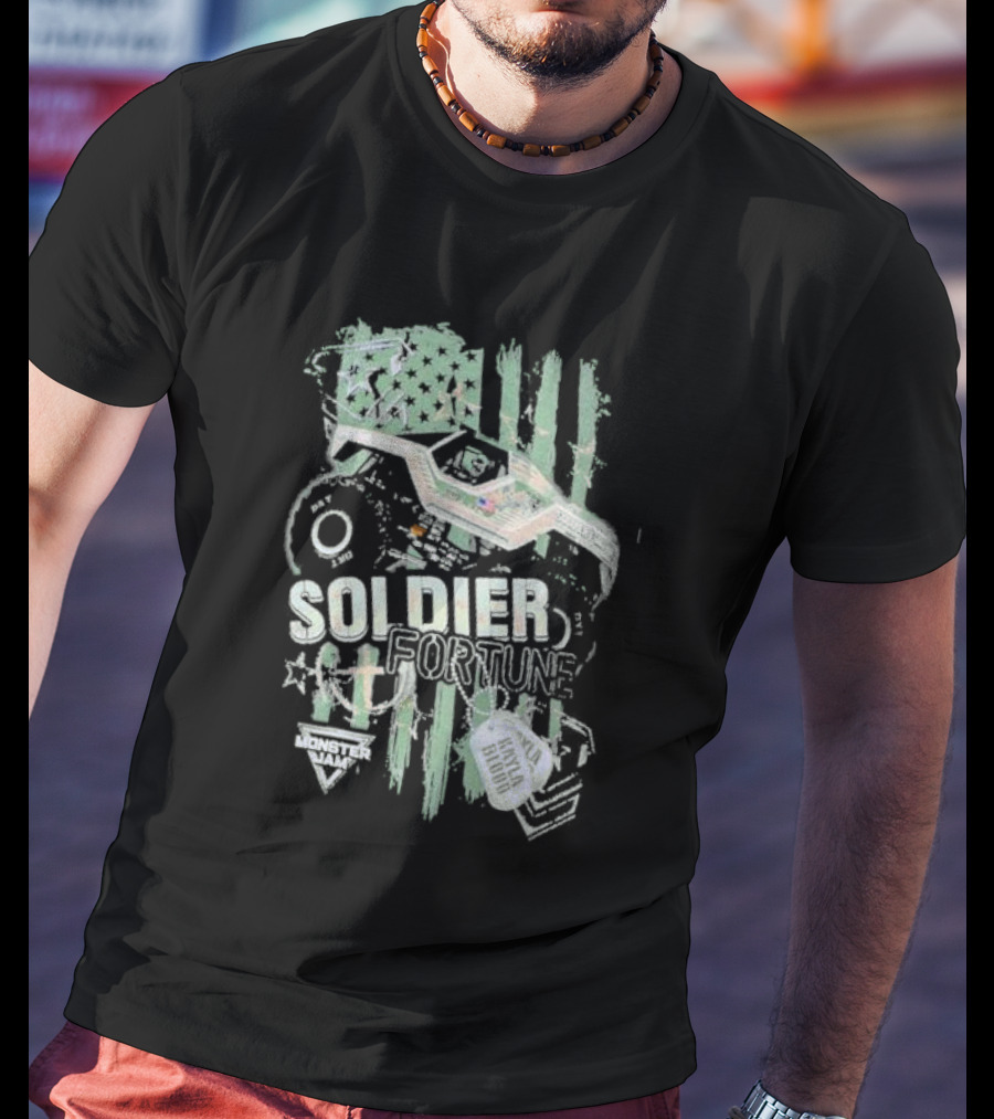 Soldier Fortune Monster Jam Truck American Flag Youth T-Shirt
