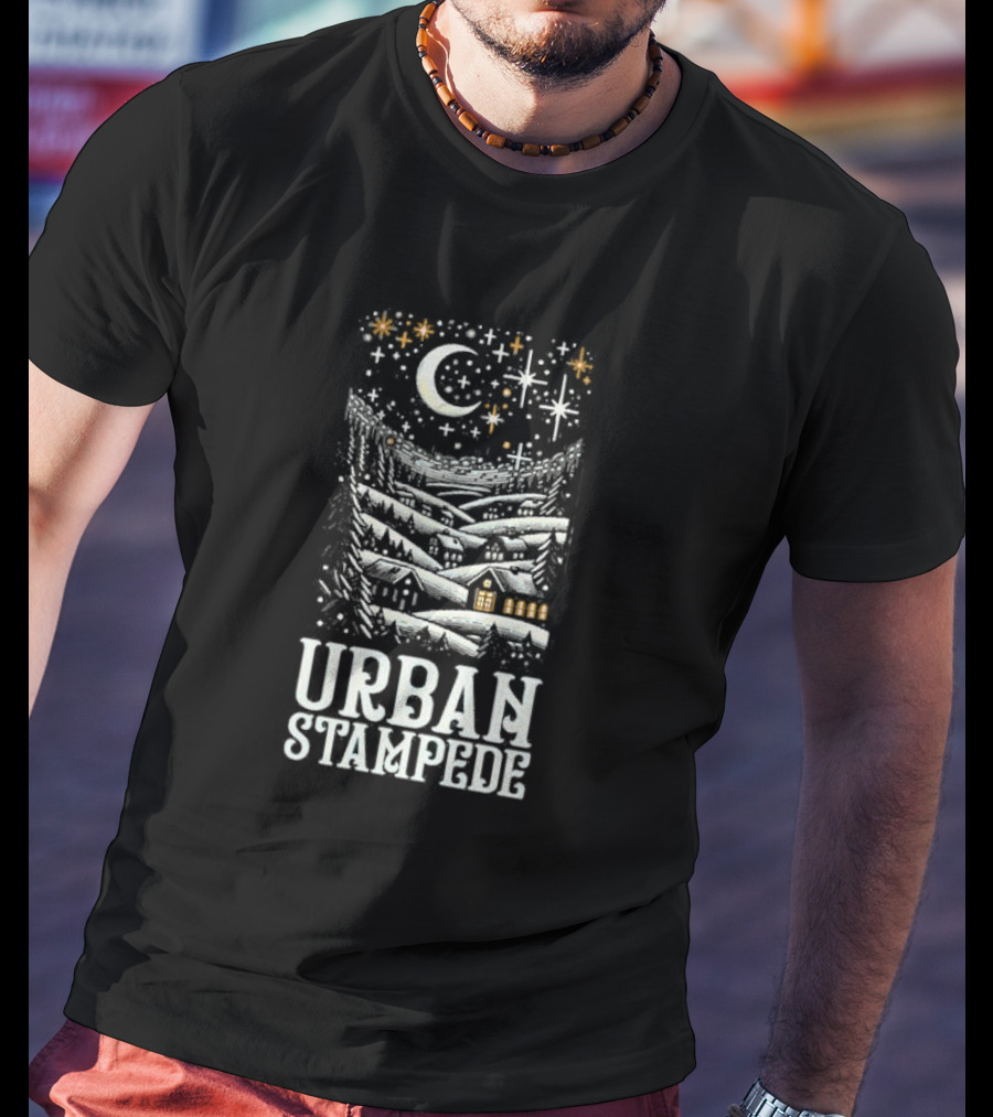 Urban Stampede Night Sky Village Lunar Stars T-Shirt