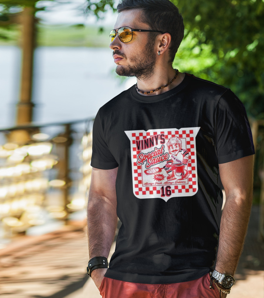 Vinny's Special Sauce Always Fresh Always Delivers New York Hockey 16 T-Shirt