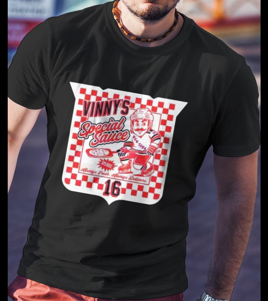 Vinny's Special Sauce Always Fresh Always Delivers New York Hockey 16 T-Shirt