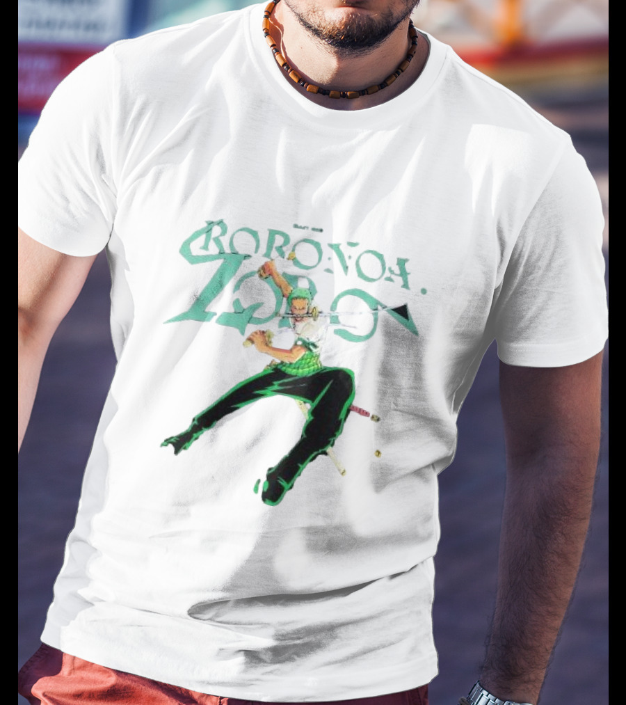 BAIT X One Piece Roronoa Zoro Green Sword Action T-Shirt