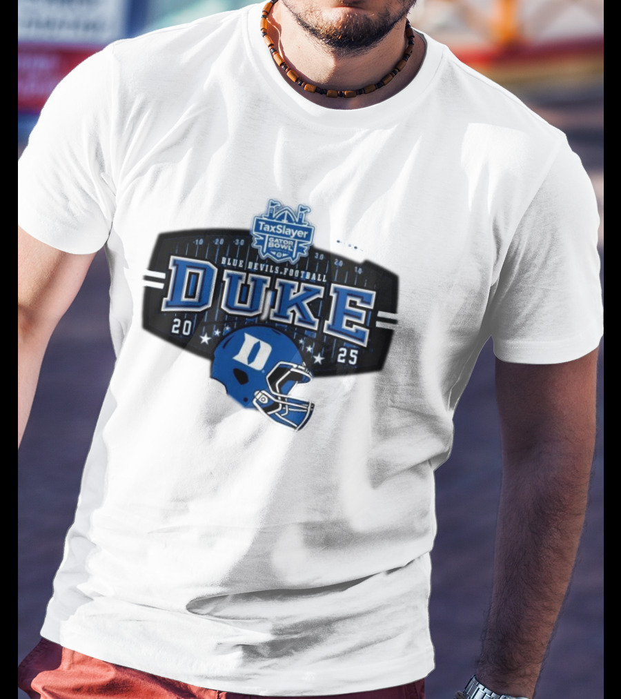 Duke Blue Devils Football TaxSlayer Gator Bowl 2025 Helmet Jacksonville FL T-Shirt